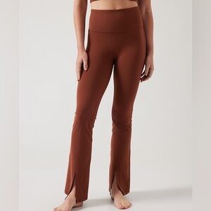 Athleta Elation Split Flare Pant Leggings Ancient Mahogany Brown